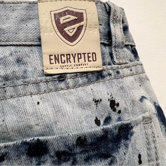 Encrypted Acid Wash Blue Denim Jeans Junior Size 16 - Picture 8 of 9